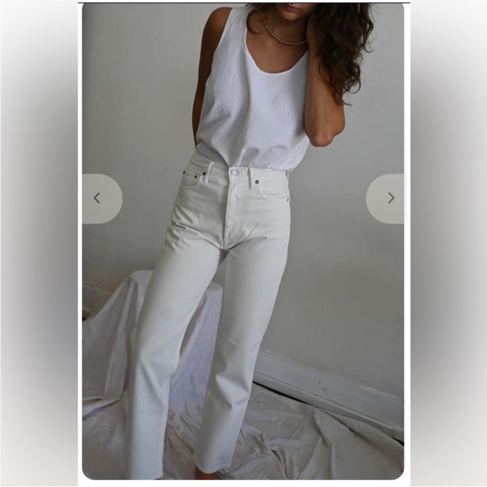 Agolde High-Rise Straight Leg White Jeans